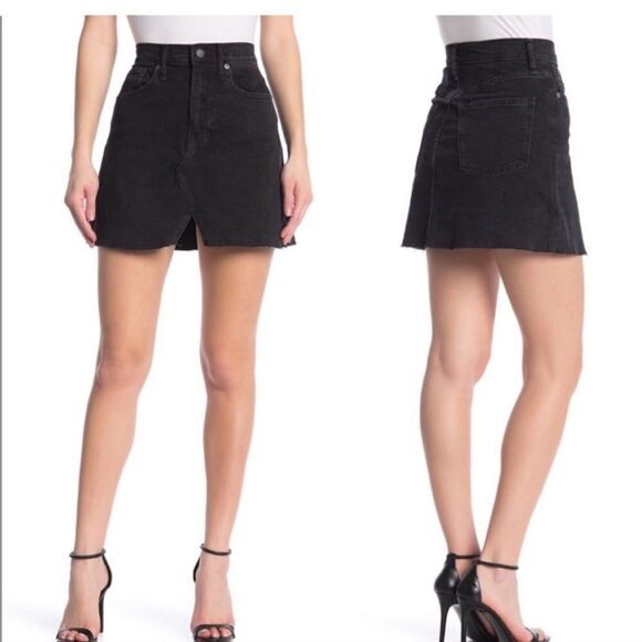 Madewell Rigid denim aline mini black skirt 32 - Picture 1 of 8